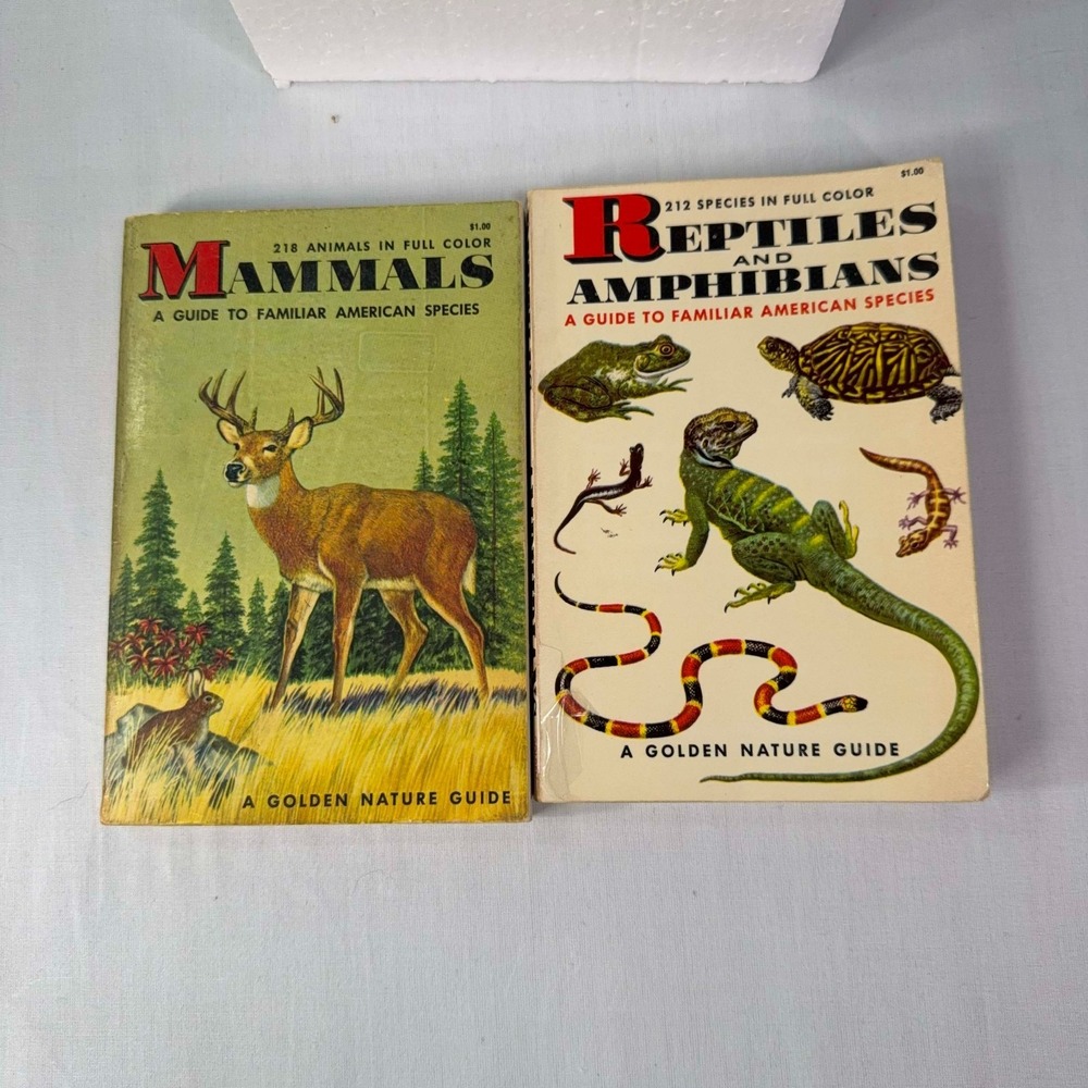Golden Nature Guides Lot 2 Mammals 1955 Reptiles Amphibians 1964 Vintage